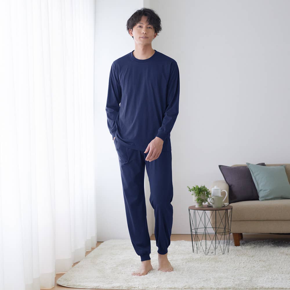 綿混 天竺 ルームウェア 長袖長パンツ